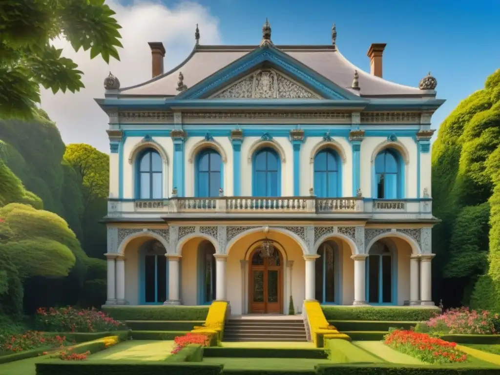 Arquitectura histórica detallada: Casa de la UNESCO Detalle de una casa histórica, Patrimonio de la Humanidad, con intrincados diseños arquitectónicos y exuberantes jardines