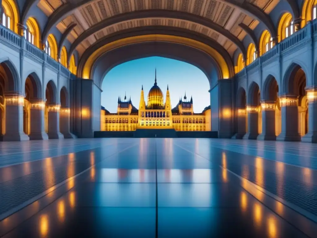 Palacio del Parlamento en Bucarest: Tradición y modernidad Transformación arquitectónica Europa del Este: Detalle del icónico Palacio del Parlamento en Bucarest, fusionando tradición y modernidad