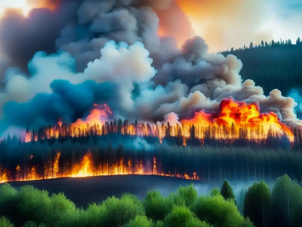 Devastador incendio forestal: impacto ambiental y urgencia Devastador incendio forestal ilustra urgencia en seguros propiedades zonas incendios forestales