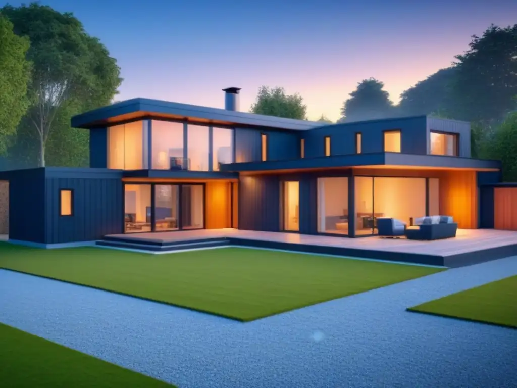 Diseño moderno y detallado de una casa Passivhaus con materiales sostenibles