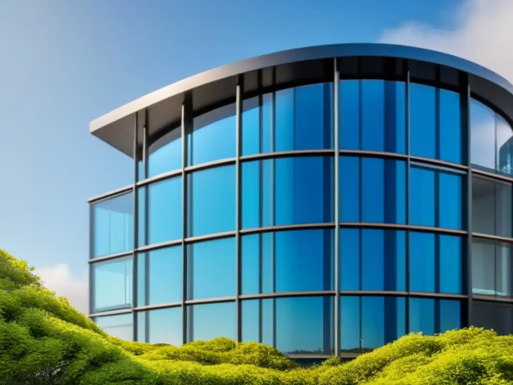 Edificio sostenible y sofisticado con vistas al cielo azul Diseño moderno y sostenible con Certificaciones LEED y BREEAM propiedades