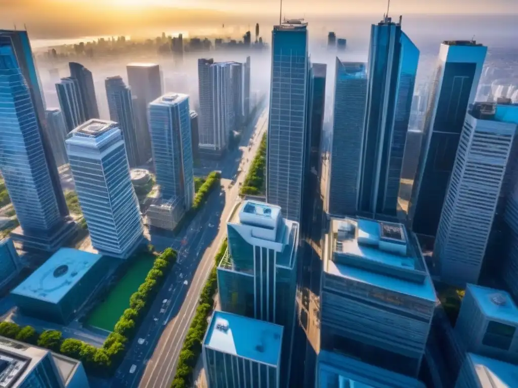 Distrito comercial internacional: modernidad y energía global Un distrito comercial internacional bullicioso con seguros propiedades comerciales internacionales