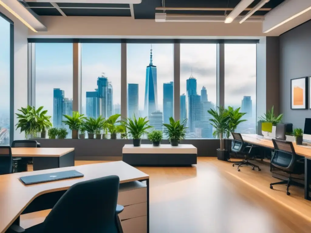 Espacio de coworking dinámico y productivo con vista urbana Diversidad profesional en un animado espacio coworking con vistas a la ciudad