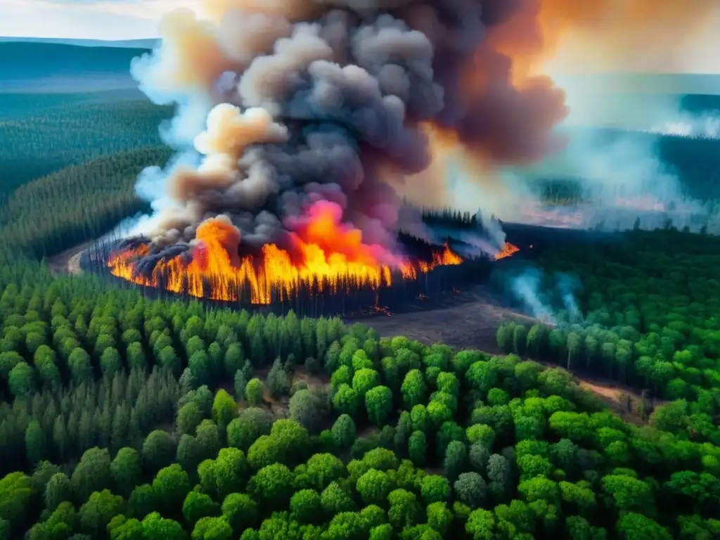 Inferno forestal: devastación y esperanza en zonas de incendios Dramática vista aérea de bosque incendiado y verde exuberante, resaltando la importancia de los seguros propiedades zonas incendios forestales