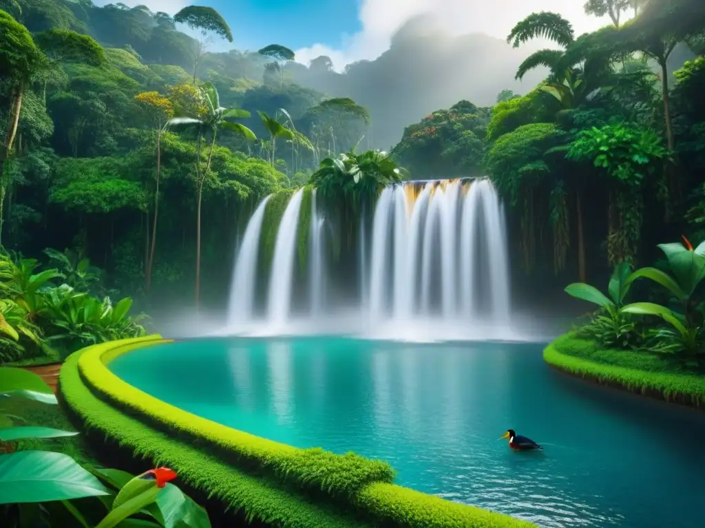 Paraíso ecofriendly: Resort sostenible en selva tropical Un eco-resort de lujo en la selva tropical con piscina infinita y vida silvestre, ideal para inversionistas globales en complejos turísticos