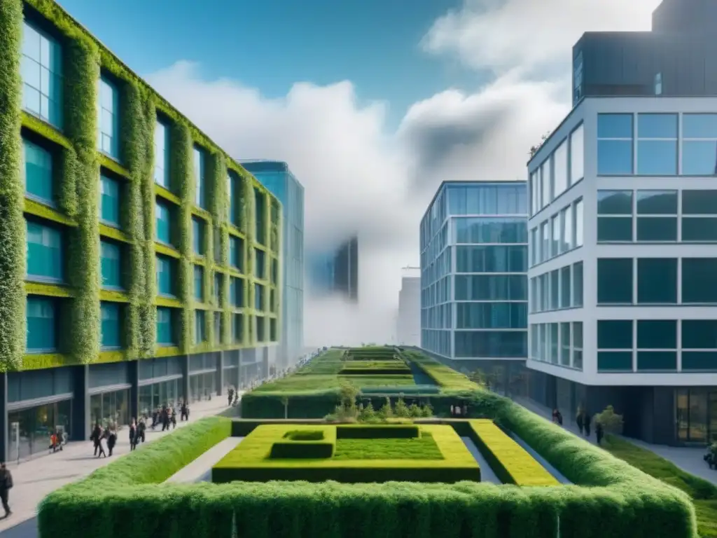 Cityscape sostenible: edificios verdes en entorno urbano Edificaciones verdes revalorizando la inmobiliaria en una ciudad sostenible y vibrante