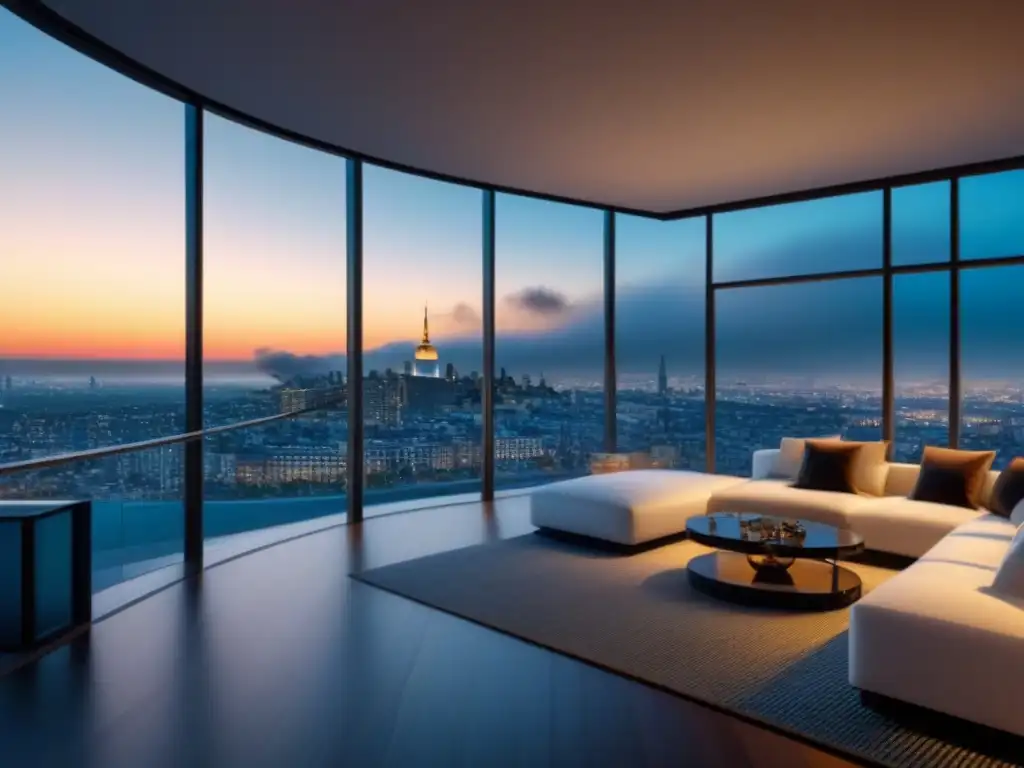 Edificio de apartamentos moderno de lujo con vistas urbanas impresionantes Edificio de apartamentos moderno de lujo con vista urbana, diseño arquitectónico elegante y terraza en la azotea en el mercado inmobiliario internacional postfusión