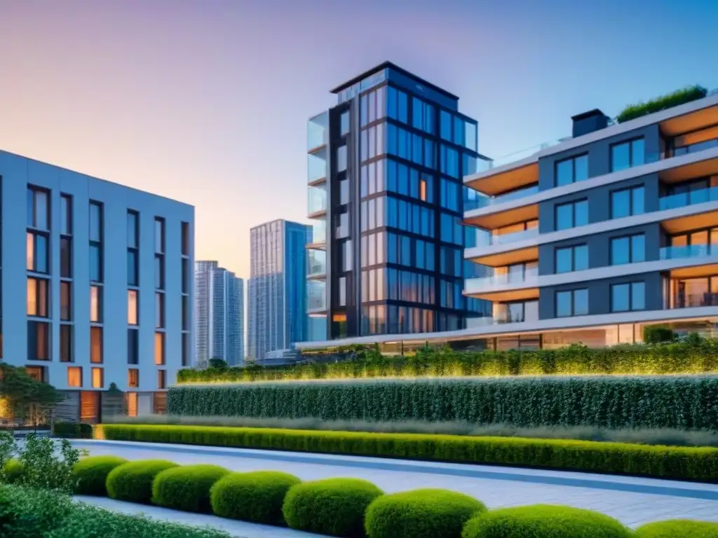 Edificio de lujo con tecnología inteligente y diseño moderno en la ciudad Edificio de apartamentos moderno y lujoso con tecnologías innovadoras mercado inmobiliario, terraza con mobiliario trendy y vistas a la ciudad