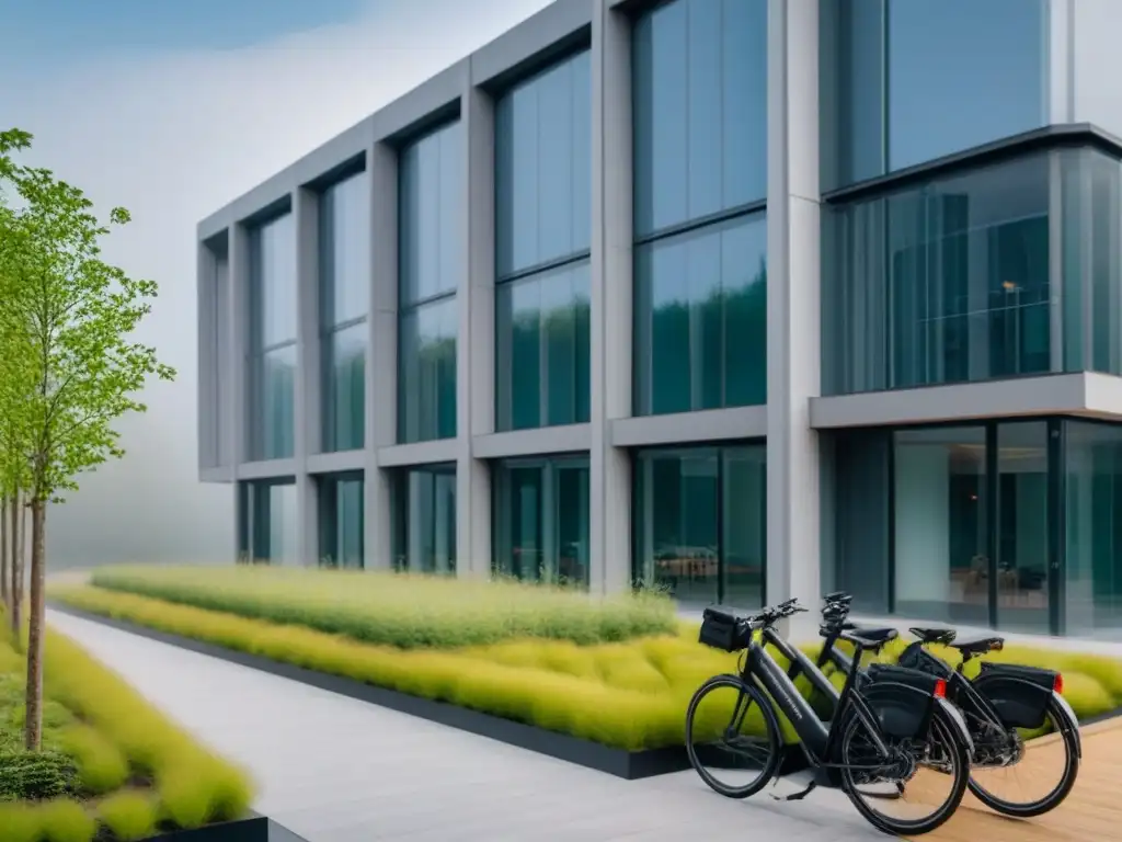Edificio ecofriendly futurista con certificaciones LEED y BREEAM Edificio ecoamigable con certificaciones LEED y BREEAM, rodeado de naturaleza y tecnología