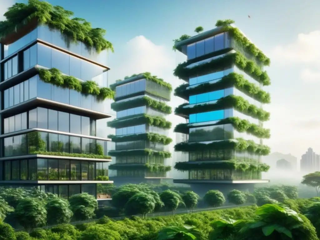 Arquitectura ecofriendly: fusión de naturaleza y modernidad Edificio ecológico futurista integrando naturaleza y tecnología