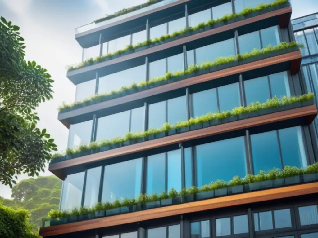 Edificio ecológico: diseño innovador con materiales reciclados Edificio ecológico de materiales reciclados en armonía con la naturaleza