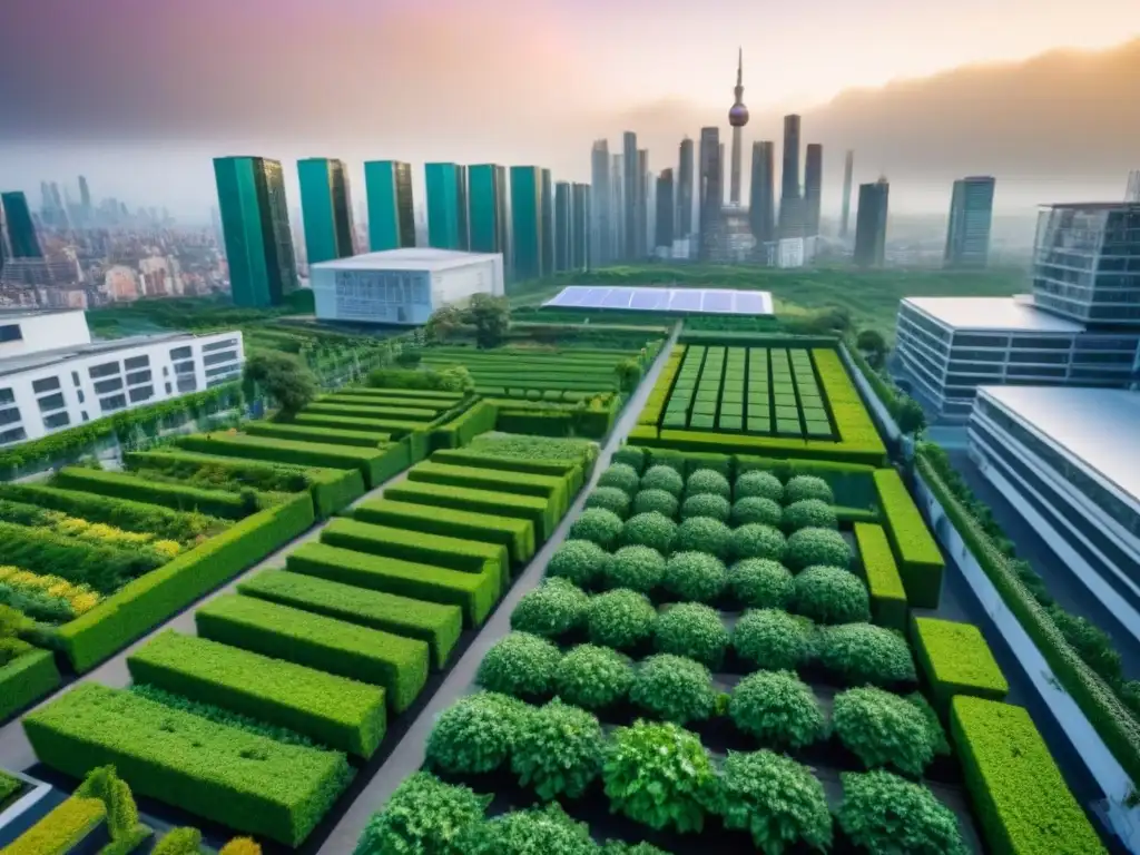 Skyline moderno eco-amigable: integración de naturaleza y arquitectura Transformación de edificio existente en edificación verde en una ciudad moderna, integrando naturaleza y arquitectura