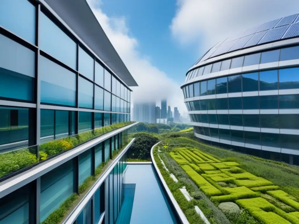 Edificio ecoinnovador: arquitectura verde y vanguardista Edificio oficina futurista con diseño eco, certificaciones LEED y BREEAM