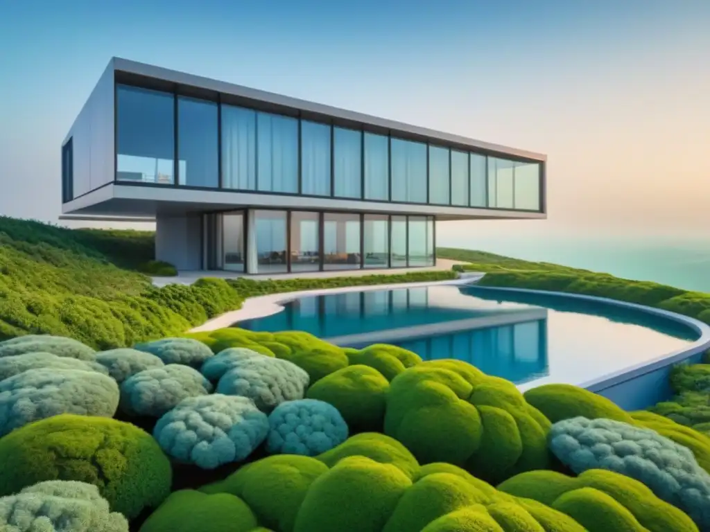 Edificio ecoamigable futurista con diseño sostenible Edificio futurista ecoamigable con certificaciones globales construcción sostenible