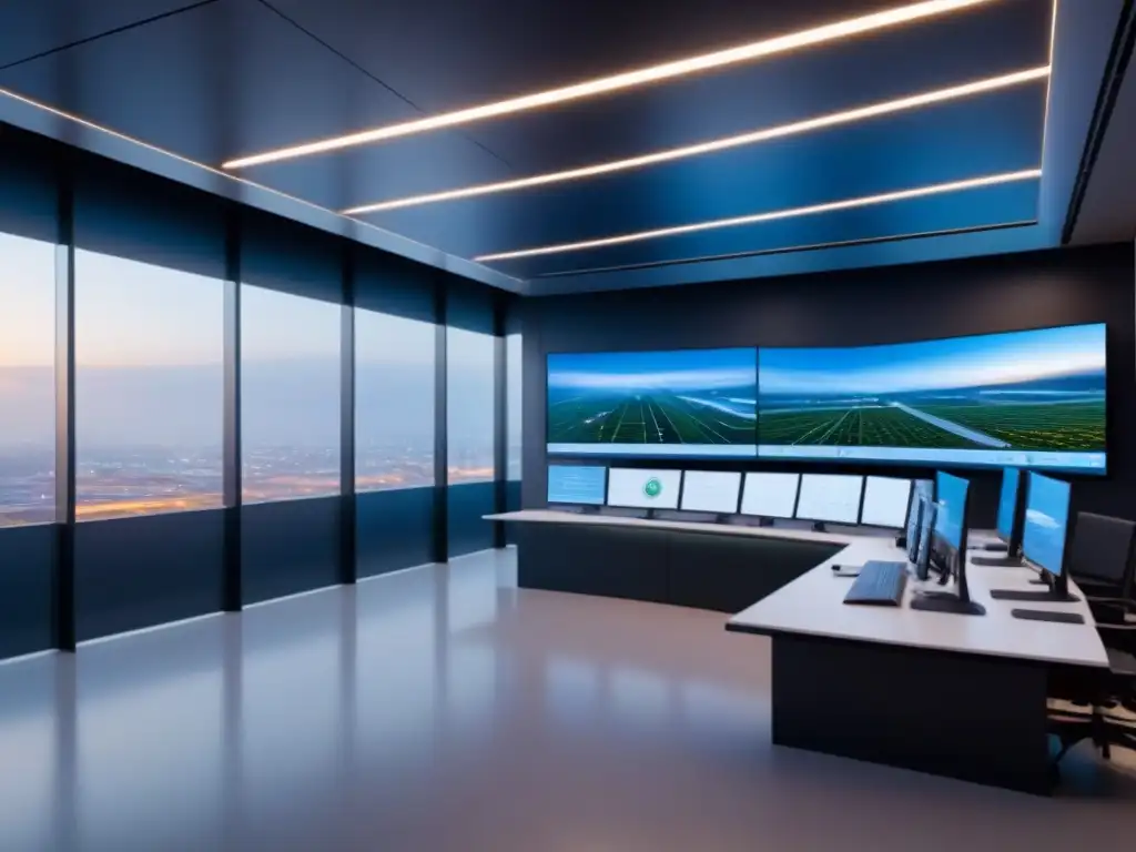 Edificio inteligente futurista con eficiencia energética avanzada Edificio inteligente futurista con sistema de gestión energética avanzado