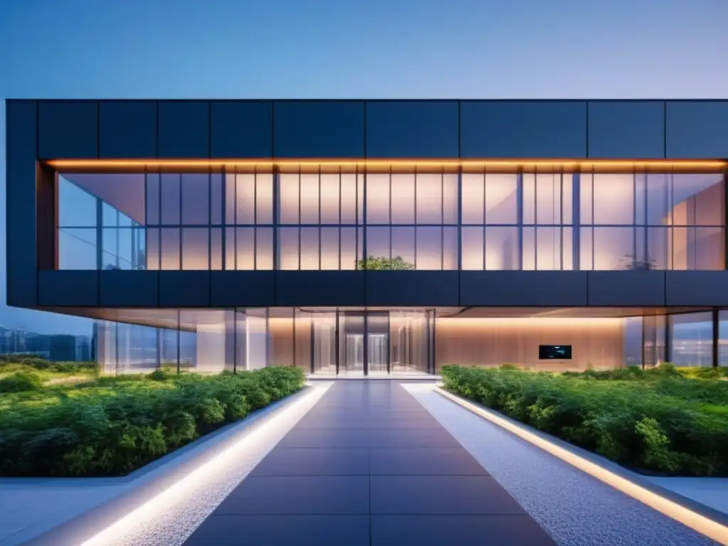 Edificio inteligente futurista con alta seguridad Un edificio inteligente del futuro con sistemas de seguridad avanzados y tecnología de vanguardia