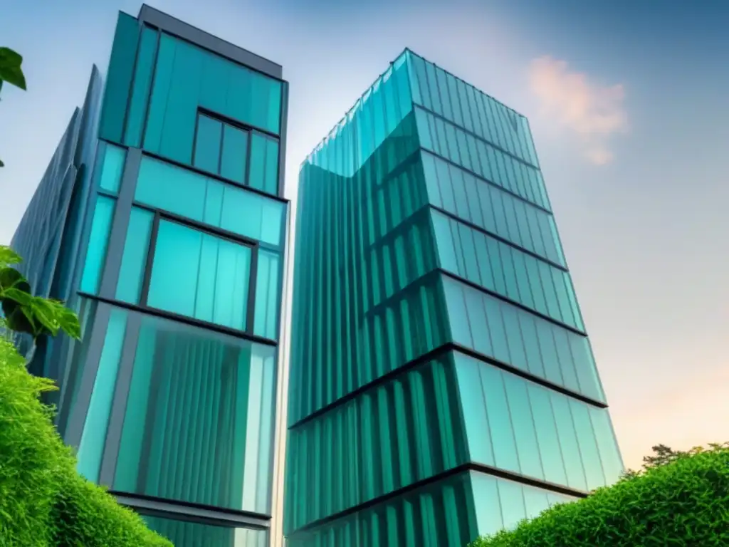 Arquitectura innovadora: fusión de edificios para sinergias post-merger Edificio moderno con fusiones arquitectónicas, reflejando sinergias postfusión mercado inmobiliario internacional