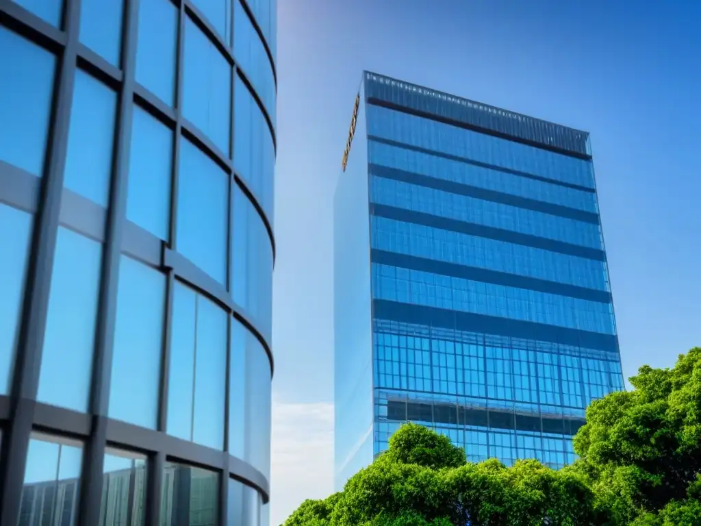 Edificio moderno en armonía urbana y natural Un edificio moderno en el mercado inmobiliario, rodeado de naturaleza y ciudad