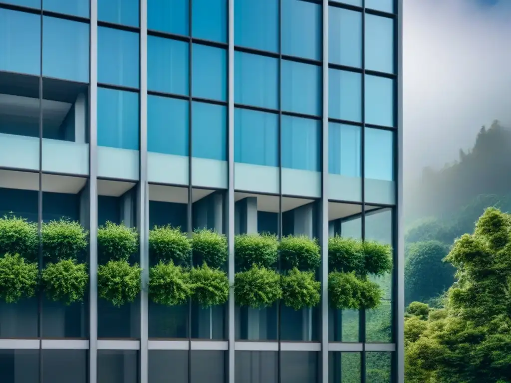 Edificio moderno: fusión de arquitectura y tecnología en la naturaleza Edificio moderno con múltiples sedes alrededor del mundo, fusionando arquitectura y tecnología