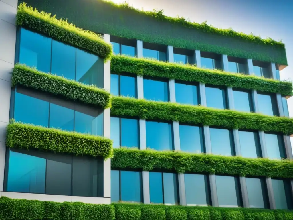 Un edificio moderno con muros verdes, reflejando la integración de elementos ecológicos en estrategias de inversión