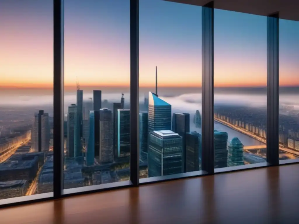 Edificio moderno en vibrante ciudad: influencer marketing inmobiliario Edificio moderno rodeado de ciudad bulliciosa, reflejando la energía del mercado inmobiliario