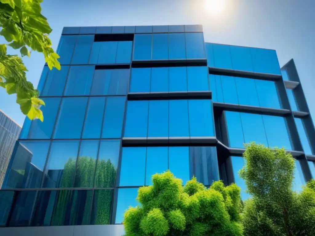 Innovación en arquitectura: Edificio moderno en entorno verde Edificio moderno rodeado de vegetación, reflejando innovación y estrategias anticíclicas en bienes raíces