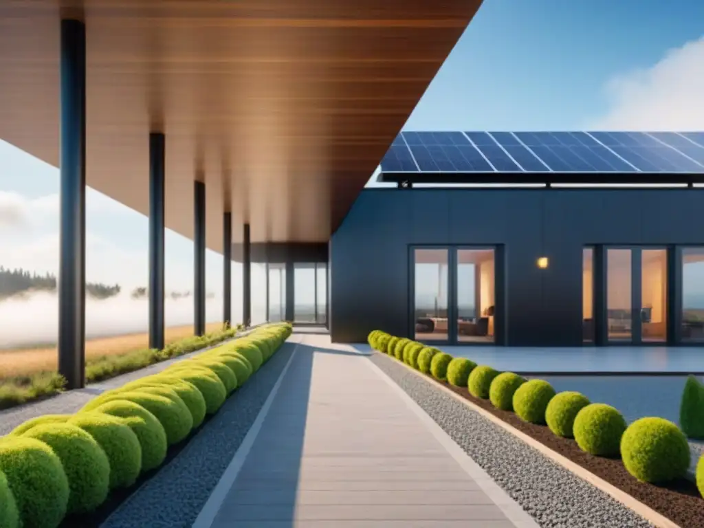 Edificio sustentable con tecnología geotérmica innovadora Edificio moderno sustentable con tecnología geotérmica