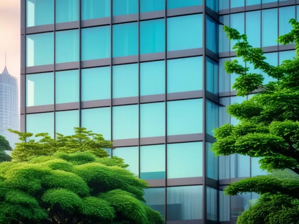 Edificio moderno de oficinas en distrito financiero internacional Edificio de oficinas moderno en distrito financiero internacional, reflejando seriedad y elegancia para inversión global