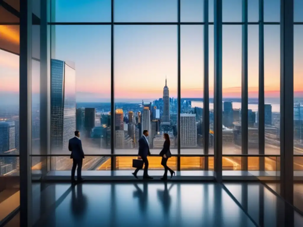 Inversión inmobiliaria: Edificio moderno en el distrito financiero Edificio de oficinas moderno reflejando la vibrante ciudad, simbolizando los beneficios del Leaseback para inversores