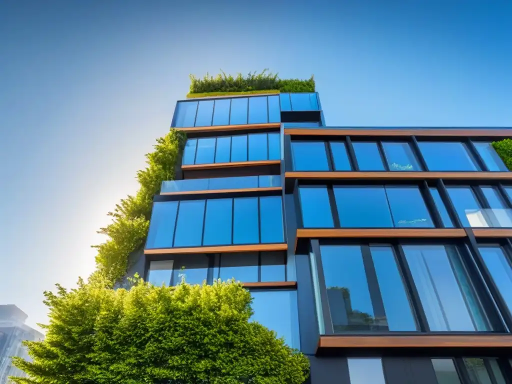 Edificio residencial moderno con seguridad pasiva integrada Un edificio residencial moderno con innovaciones de seguridad pasiva integradas en su diseño