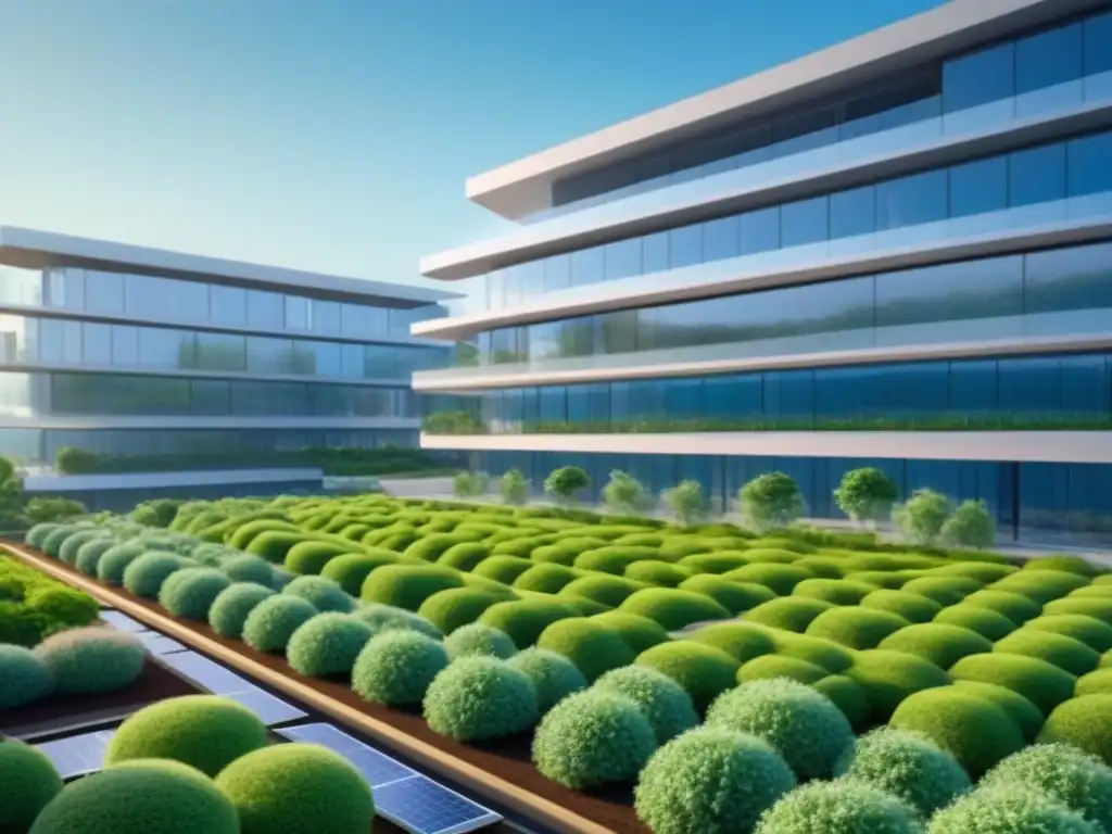 Edificio verde futurista: diseño innovador y sostenible 'Edificio sostenible con Certificaciones LEED y BREEAM inmobiliario, diseño innovador y entorno verde'
