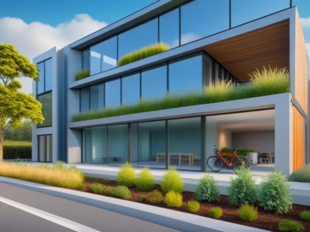 Edificio sostenible certificado LEED y BREEAM: diseño moderno y ecoamigable Edificio sostenible con Certificaciones LEED y BREEAM internacionales, diseño moderno y ecoamigable