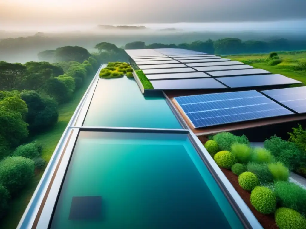 Arquitectura sostenible futurista integrada con la naturaleza Edificio sostenible con diseño futurista y tecnología en bioarquitectura sostenible