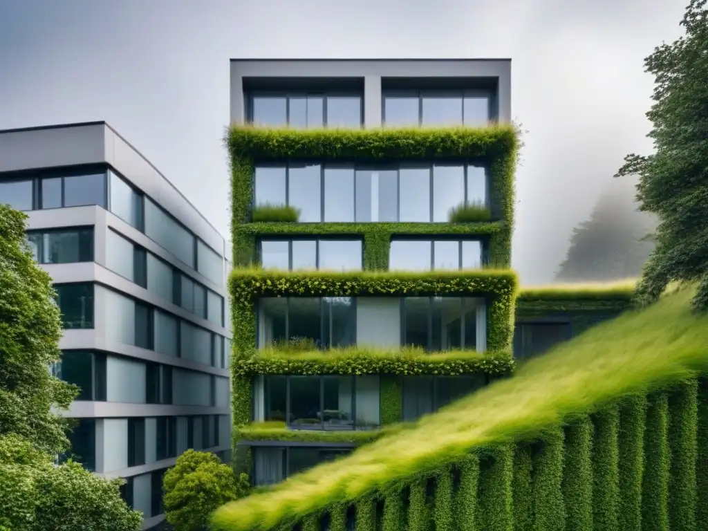 Edificio sostenible: diseño innovador en armonía con la naturaleza Edificio sostenible con diseño innovador y ventilación natural integrada