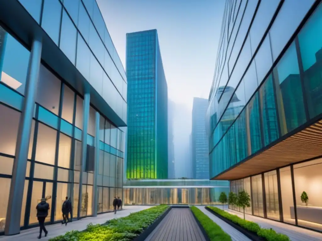 Edificio sostenible LEED y BREEAM: innovación verde en la ciudad Un edificio sostenible futurista con certificaciones LEED y BREEAM, integrando innovadores elementos verdes