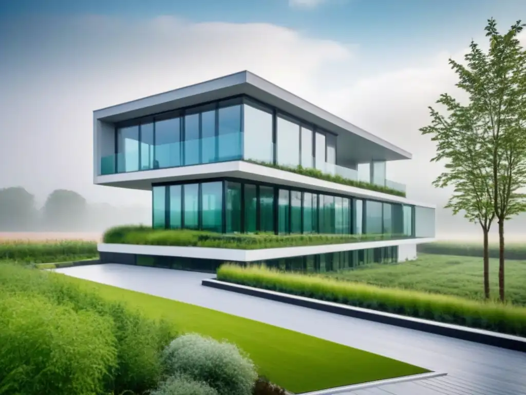 Edificio sostenible: armonía entre naturaleza y diseño innovador Un edificio sostenible con certificación LEED y BREEAM inmobiliario, en armonía con la naturaleza