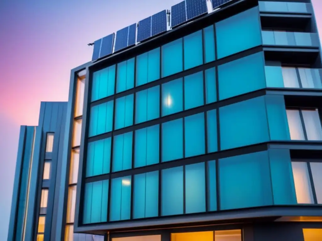 Edificio futurista con sistema de gestión energética inteligente Eficiente edificio futurista con sistemas de gestión energética inteligentes
