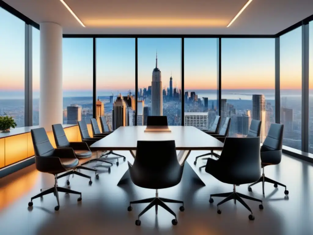 Un elegante espacio de oficina con vista a la ciudad, donde millennials construyen un imperio inmobiliario
