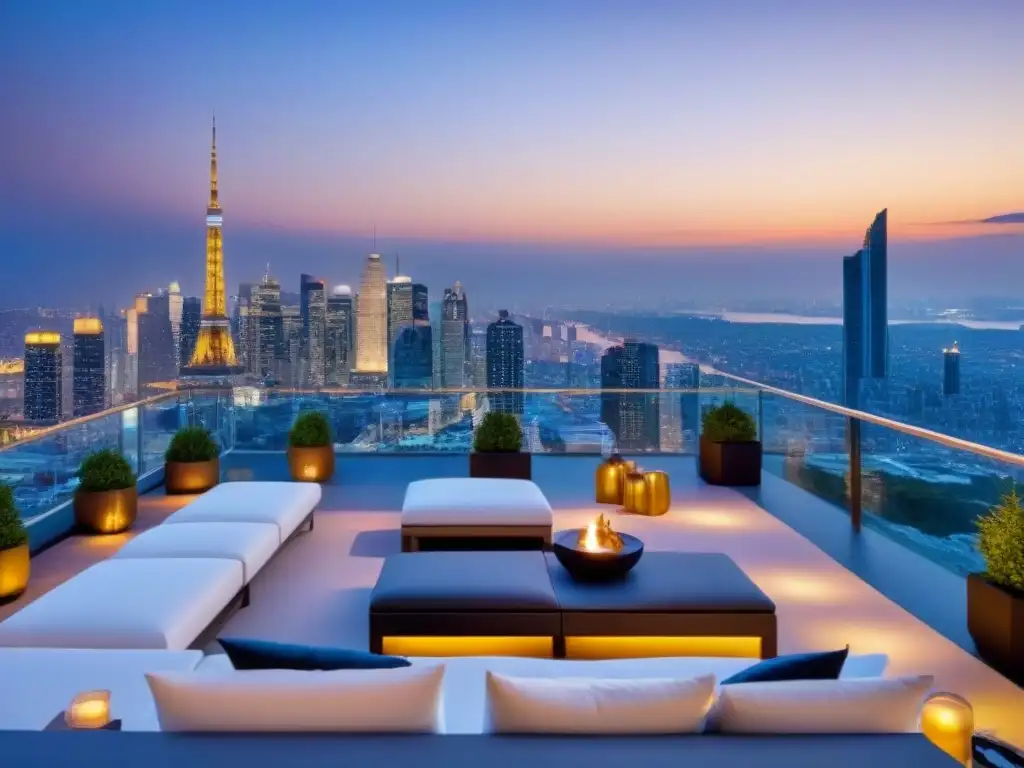 Penthouse de lujo con vista panorámica y diseño moderno Elegante penthouse con diseño moderno y vistas impresionantes de la ciudad, ideal para estrategias de personalización en marketing inmobiliario