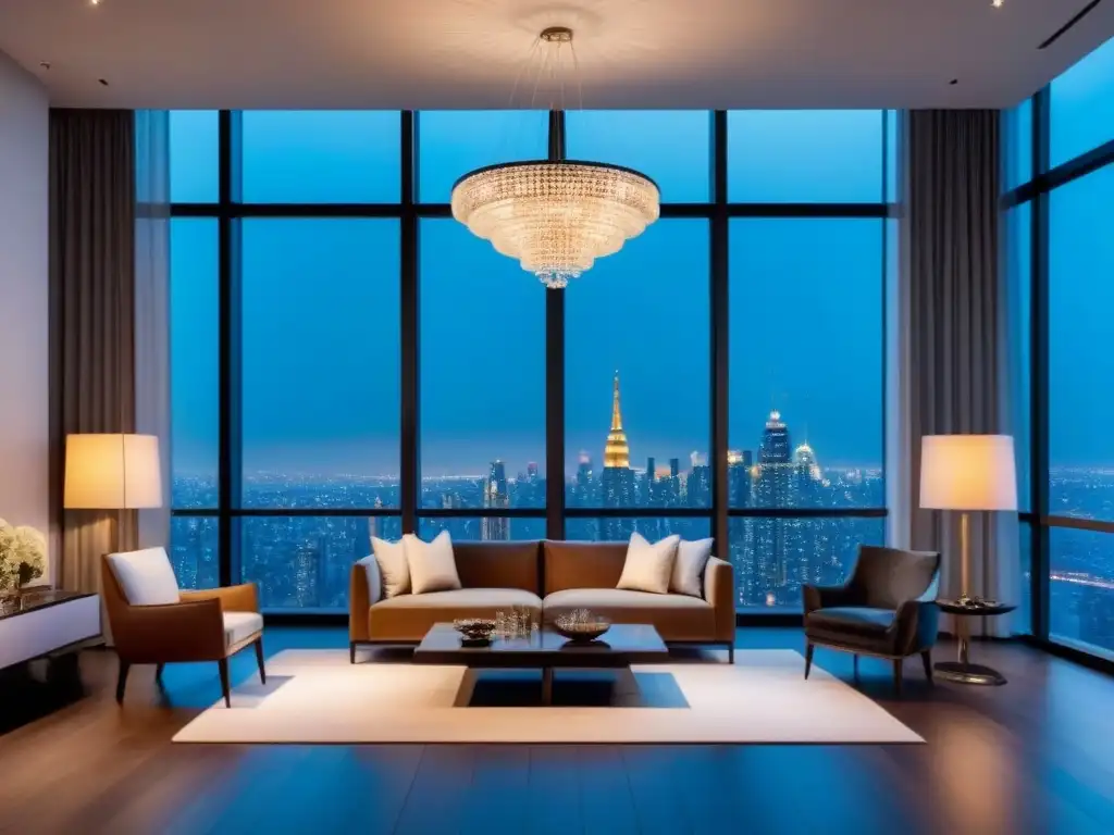 Penthouse de lujo con diseño sofisticado y vistas panorámicas al atardecer Elegante penthouse con diseño sofisticado y exclusivo para compradores de propiedad de lujo