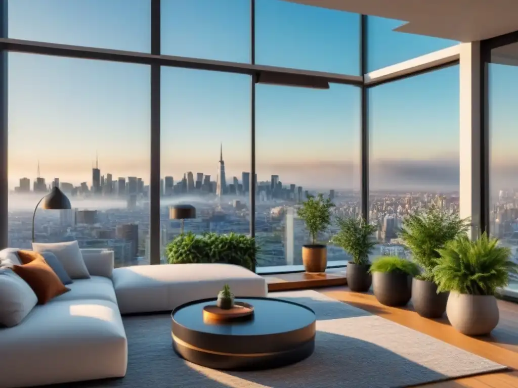 Penthouse ecológico y lujoso con vistas panorámicas Elegante penthouse moderno con certificaciones ecológicas en bienes raíces