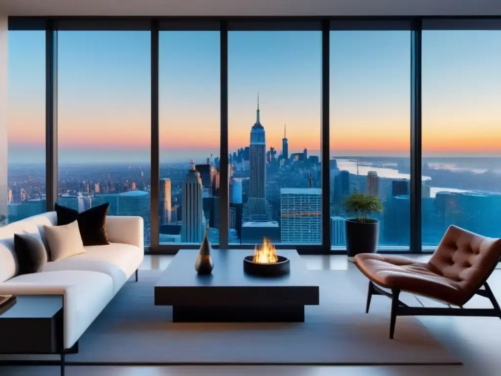 Penthouse de lujo con vista panorámica de la ciudad Elegante penthouse moderno con vista panorámica de la ciudad y diseño minimalista, ideal para estrategias anticíclicas inversiones inmobiliarias