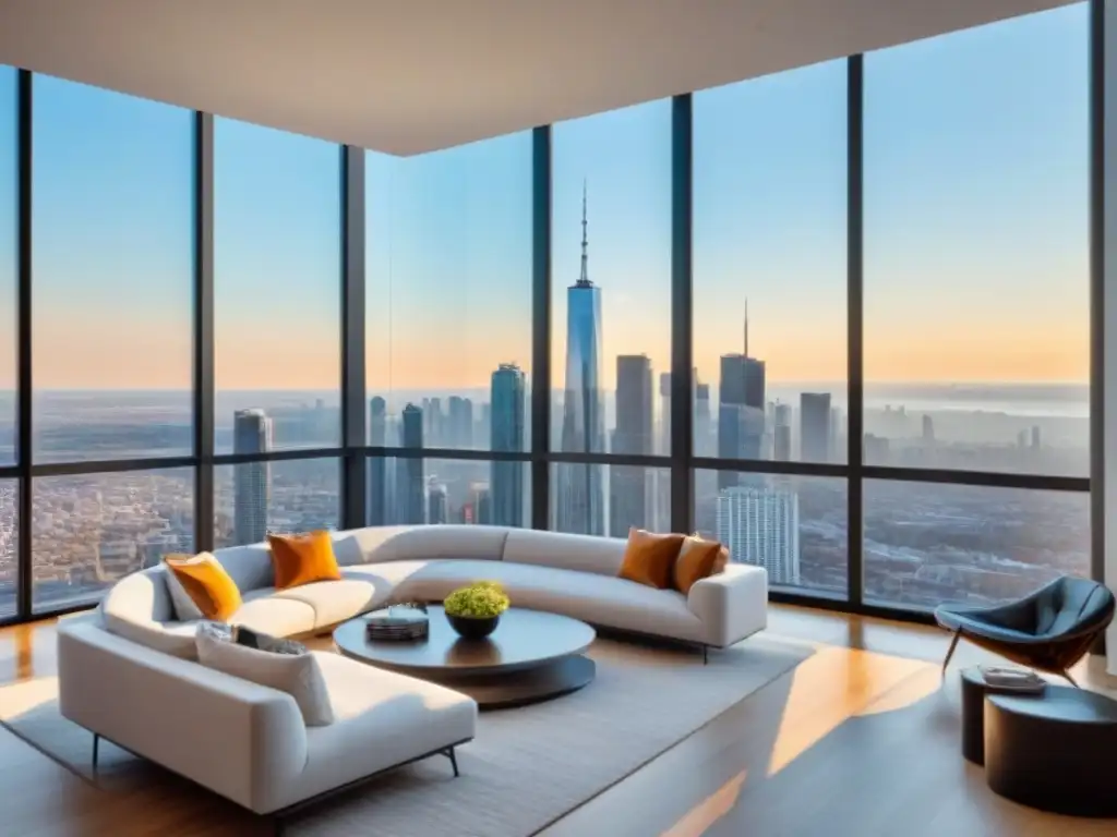 Penthouse de lujo con vistas a la ciudad: moderno y elegante Elegante penthouse moderno con vista a la ciudad y diseño contemporáneo, estrategias marketing sector inmobiliario