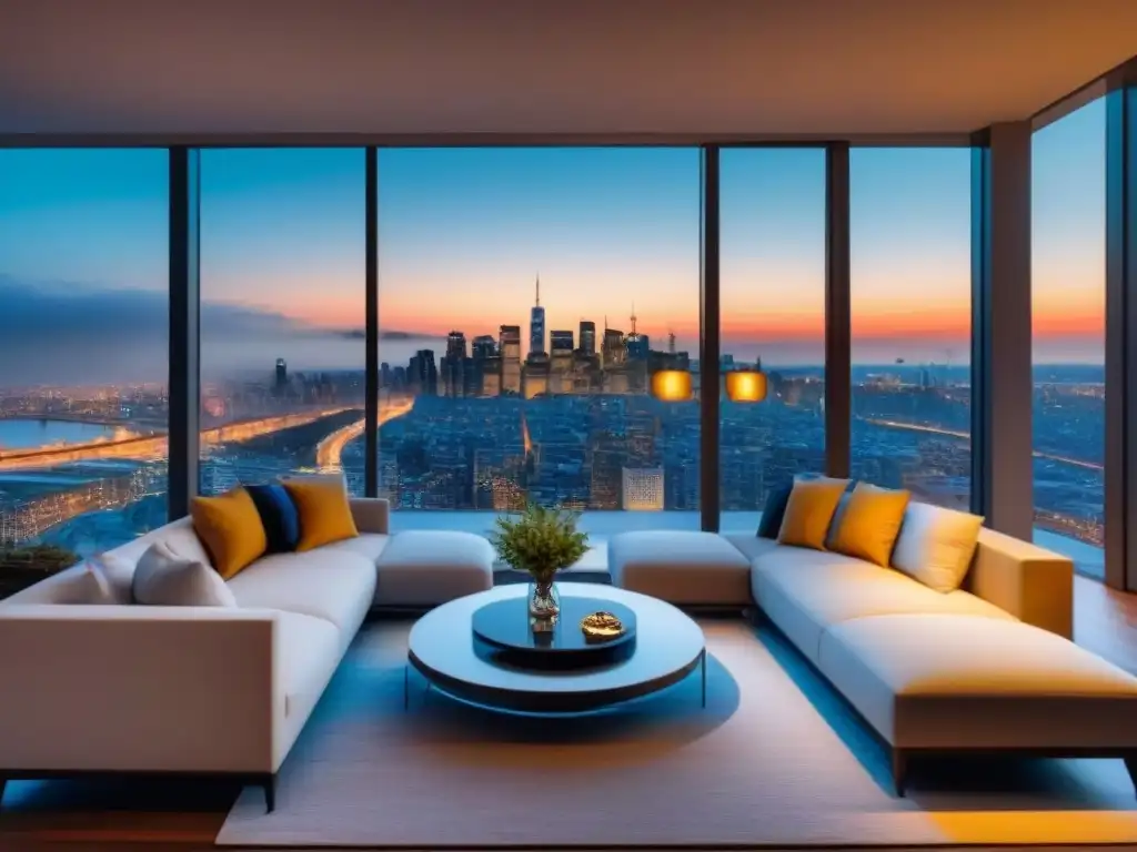 Penthouse moderno con vista a la ciudad al atardecer Elegante penthouse con vista a la ciudad al atardecer, diseño moderno y estrategias de salida inversión inmobiliaria