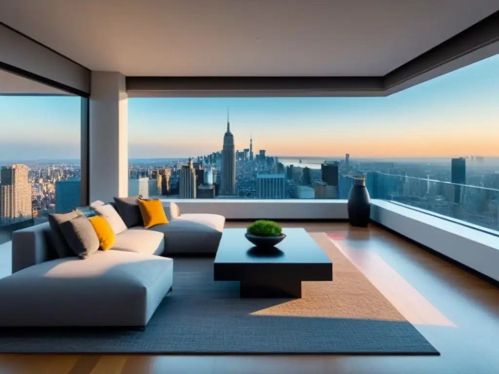 Penthouse de lujo con vista panorámica en la ciudad Elegante penthouse con vista panorámica urbana y diseño moderno, estrategias influencers mercado inmobiliario