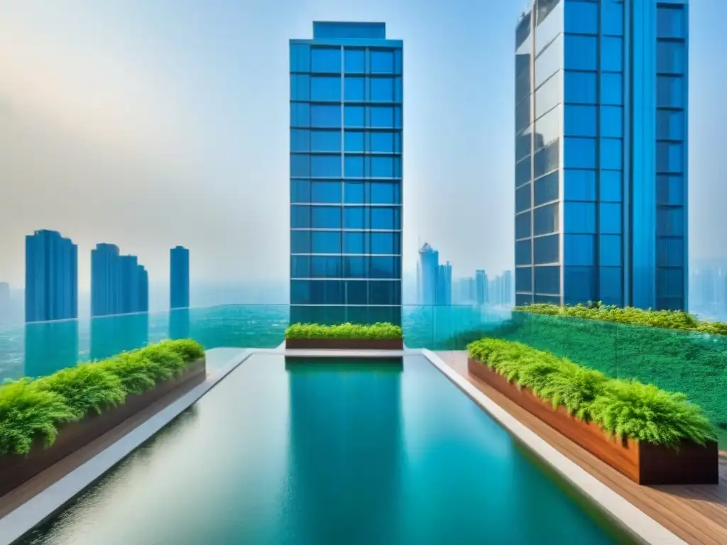 Edificio residencial de lujo en ciudad asiática: sofisticación y opulencia Elegante rascacielos en ciudad asiática refleja impacto crisis económica mercado inmobiliario Asia con lujo y sofisticación
