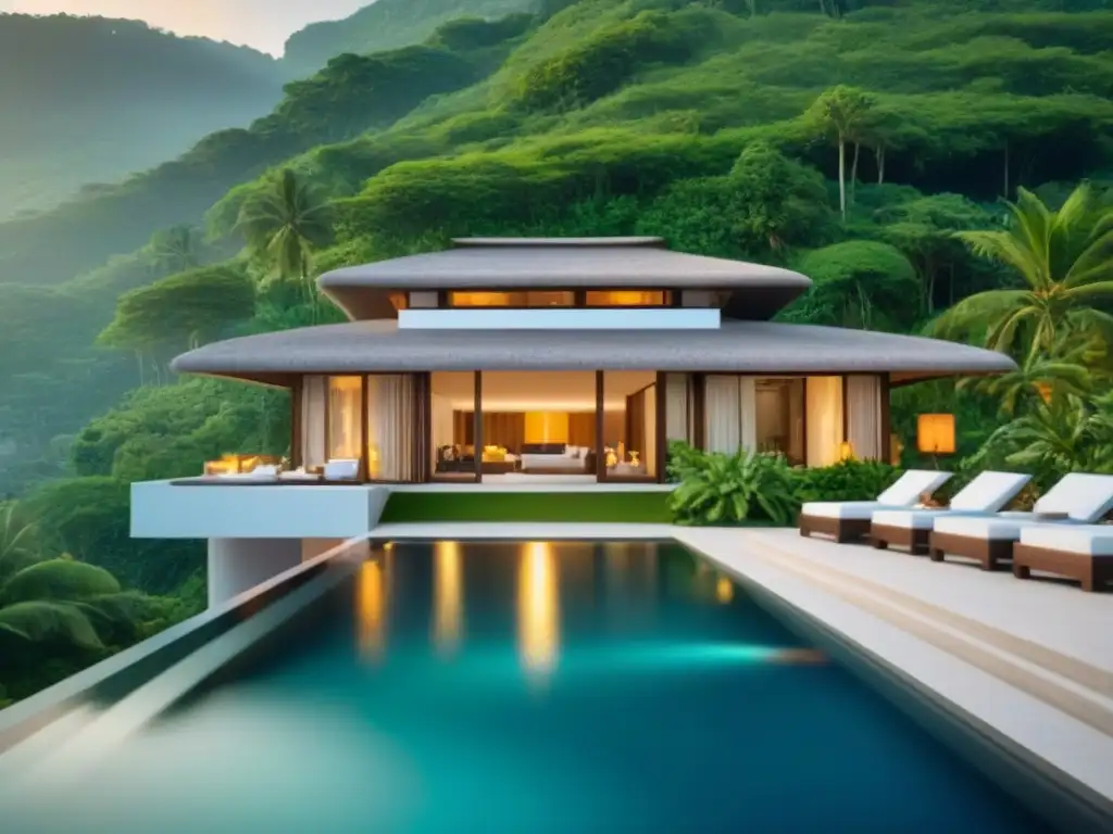 Inversión en tiempos compartidos en paraíso tropical de lujo Elegante resort tropical con arquitectura moderna, piscinas infinitas y villas privadas en un acantilado