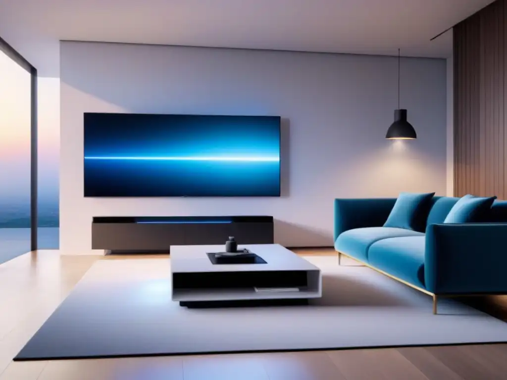 Control inteligente en residencia de lujo con IA Un elegante sistema domótico futurista controlando propiedades internacionales con mantenimiento predictivo IA