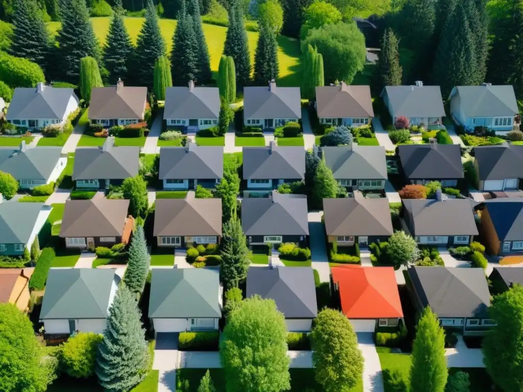 Encanto suburbano en Canadá: casas coloridas y naturaleza exuberante Invertir en la encantadora vida suburbana canadiense: casas coloridas, naturaleza exuberante y vecindario tranquilo