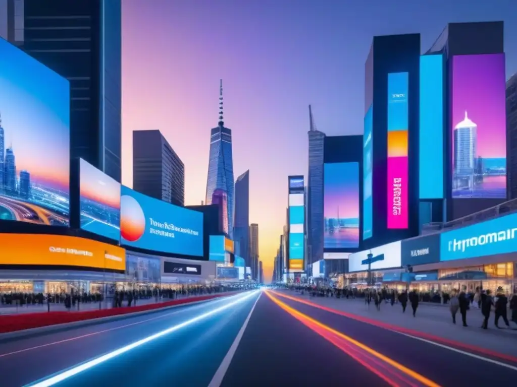 Metrópolis futurista: luces LED y tecnología de vanguardia Un entorno urbano futurista con rascacielos iluminados y vehículos autónomos, reflejando Inversiones Inmobiliarias Internacionales Seguras
